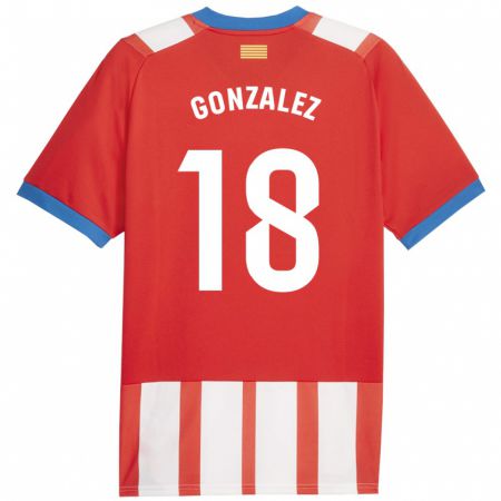 Kandiny Niño Camiseta Gerard González #18 Rojo Blanco 1ª Equipación 2023/24 La Camisa