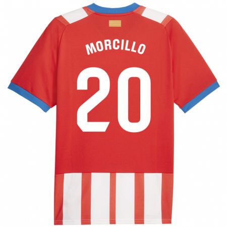 Kandiny Niño Camiseta Luis Morcillo #20 Rojo Blanco 1ª Equipación 2023/24 La Camisa