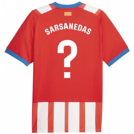 Kandiny Niño Camiseta Joao Sarsanedas #0 Rojo Blanco 1ª Equipación 2023/24 La Camisa