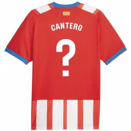 Kandiny Niño Camiseta Adrian Cantero #0 Rojo Blanco 1ª Equipación 2023/24 La Camisa