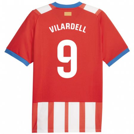 Kandiny Niño Camiseta Júlia Vilardell #9 Rojo Blanco 1ª Equipación 2023/24 La Camisa