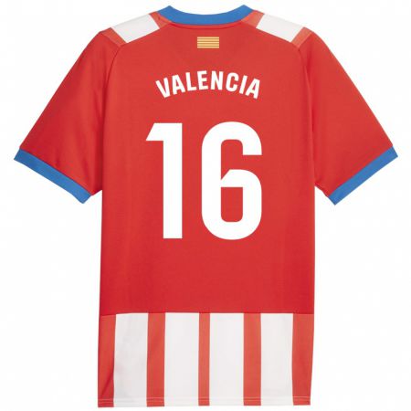 Kandiny Niño Camiseta Carla Valencia #16 Rojo Blanco 1ª Equipación 2023/24 La Camisa