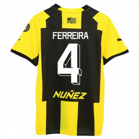 Kandiny Kinder Joaquín Ferreira #4 Gelb Schwarz Heimtrikot Trikot 2023/24 T-Shirt Österreich