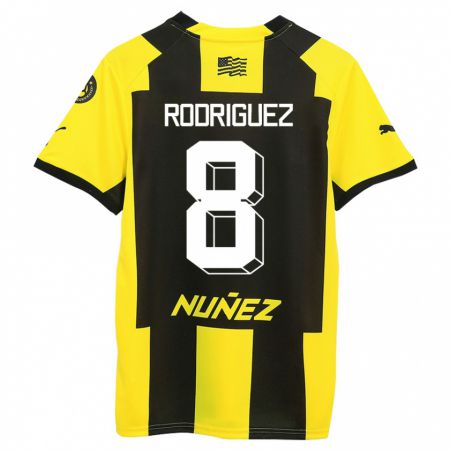 Kandiny Kinder Sebastián Rodríguez #8 Gelb Schwarz Heimtrikot Trikot 2023/24 T-Shirt Österreich