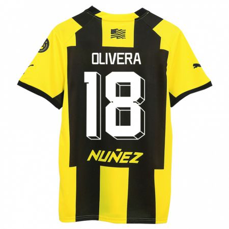 Kandiny Kinderen Maximiliano Olivera #18 Geel Zwart Thuisshirt Thuistenue 2023/24 T-Shirt België