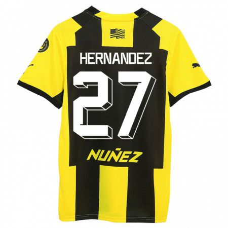 Kandiny Niño Camiseta Lucas Hernández #27 Amarillo Negro 1ª Equipación 2023/24 La Camisa México