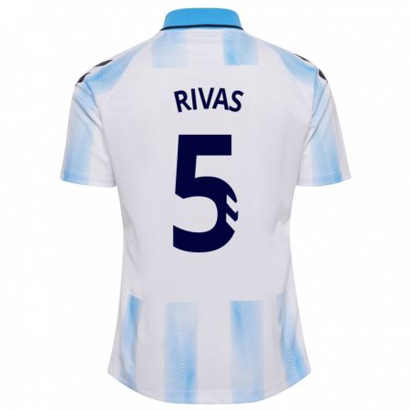 Kandiny Bambino Maglia Juande Rivas #5 Bianco Blu Kit Gara Home 2023/24 Maglietta