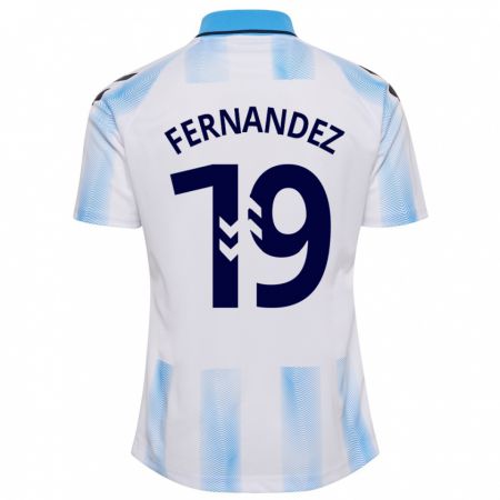 Kandiny Bambino Maglia Roberto Fernández #19 Bianco Blu Kit Gara Home 2023/24 Maglietta