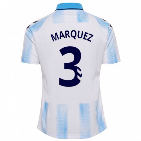 Kandiny Bambino Maglia David Márquez #3 Bianco Blu Kit Gara Home 2023/24 Maglietta