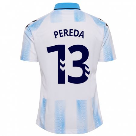 Kandiny Bambino Maglia Adrián Pereda #13 Bianco Blu Kit Gara Home 2023/24 Maglietta