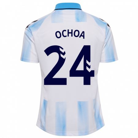 Kandiny Kinderen Aarón Ochoa #24 Wit Blauw Thuisshirt Thuistenue 2023/24 T-Shirt België