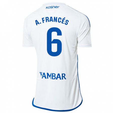 Kandiny Bambino Maglia Alejandro Francés #6 Bianco Kit Gara Home 2023/24 Maglietta