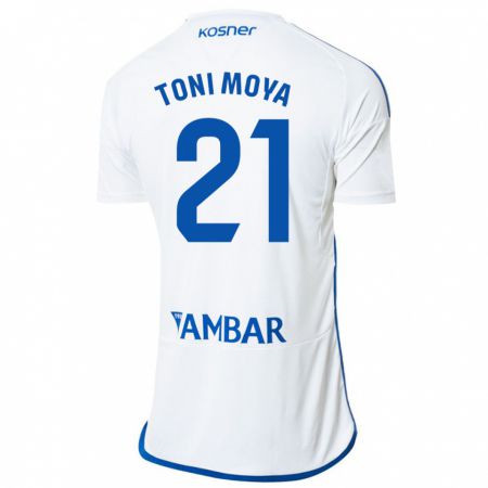 Kandiny Bambino Maglia Toni Moya #21 Bianco Kit Gara Home 2023/24 Maglietta