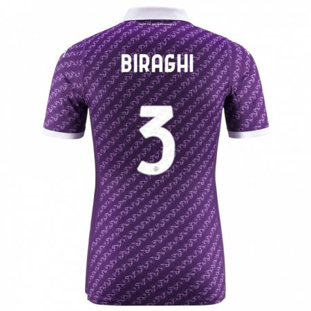 Kandiny Kinder Cristiano Biraghi #3 Violett Heimtrikot Trikot 2023/24 T-Shirt Österreich