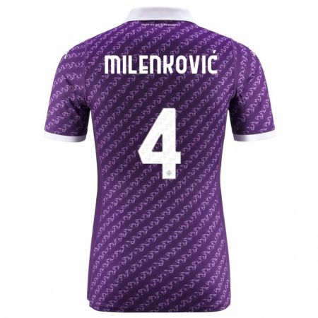 Kandiny Bambino Maglia Nikola Milenković #4 Viola Kit Gara Home 2023/24 Maglietta