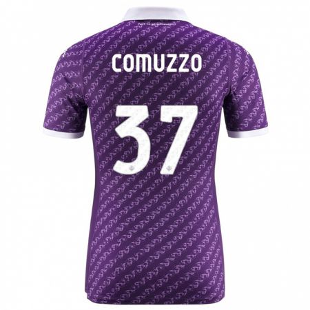 Kandiny Kinder Pietro Comuzzo #37 Violett Heimtrikot Trikot 2023/24 T-Shirt Österreich