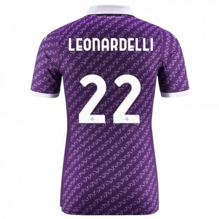 Kandiny Bambino Maglia Pietro Leonardelli #22 Viola Kit Gara Home 2023/24 Maglietta