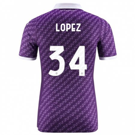 Kandiny Kinder Lucas López #34 Violett Heimtrikot Trikot 2023/24 T-Shirt Österreich