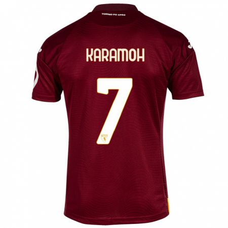 Kandiny Kinderen Yann Karamoh #7 Donkerrood Thuisshirt Thuistenue 2023/24 T-Shirt België