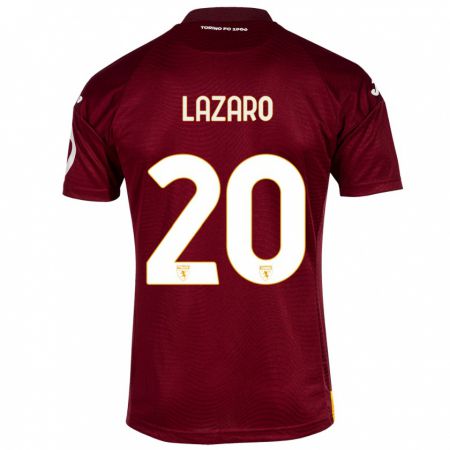 Kandiny Kinderen Valentino Lazaro #20 Donkerrood Thuisshirt Thuistenue 2023/24 T-Shirt België