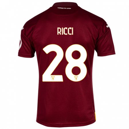 Kandiny Kinder Samuele Ricci #28 Dunkelrot Heimtrikot Trikot 2023/24 T-Shirt Österreich