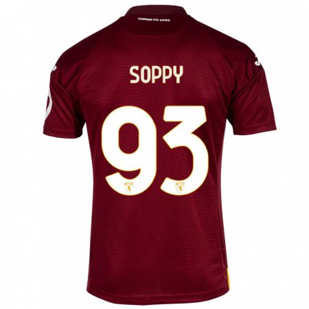 Kandiny Bambino Maglia Brandon Soppy #93 Rosso Scuro Kit Gara Home 2023/24 Maglietta