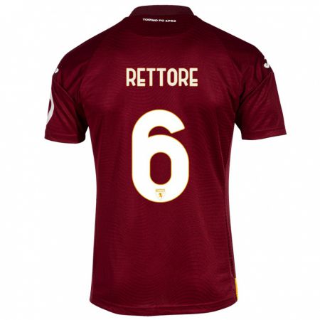 Kandiny Kinderen Mirko Rettore #6 Donkerrood Thuisshirt Thuistenue 2023/24 T-Shirt België