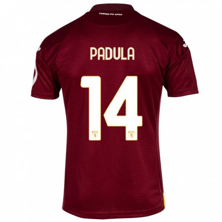 Kandiny Kinderen Cristian Padula #14 Donkerrood Thuisshirt Thuistenue 2023/24 T-Shirt België