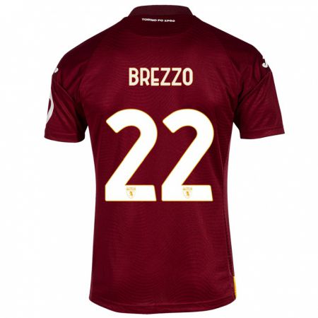 Kandiny Kinderen Matteo Brezzo #22 Donkerrood Thuisshirt Thuistenue 2023/24 T-Shirt België