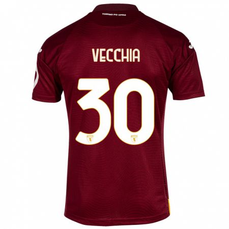 Kandiny Kinderen Marco Dalla Vecchia #30 Donkerrood Thuisshirt Thuistenue 2023/24 T-Shirt België