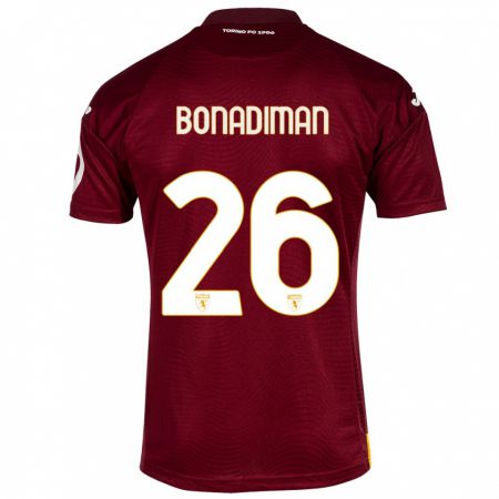 Kandiny Kinderen Matteo Bonadiman #26 Donkerrood Thuisshirt Thuistenue 2023/24 T-Shirt België