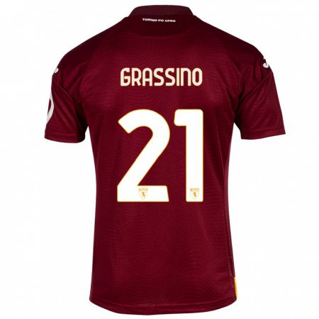 Kandiny Kinderen Giulia Grassino #21 Donkerrood Thuisshirt Thuistenue 2023/24 T-Shirt België