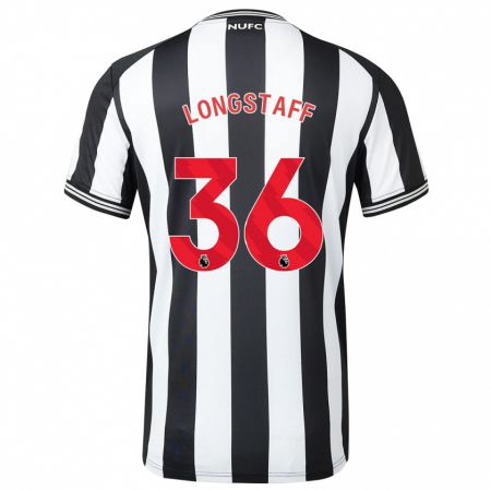 Kandiny Kinderen Sean Longstaff #36 Zwart Wit Thuisshirt Thuistenue 2023/24 T-Shirt België