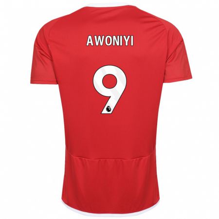 Kandiny Niño Camiseta Taiwo Awoniyi #9 Rojo 1ª Equipación 2023/24 La Camisa