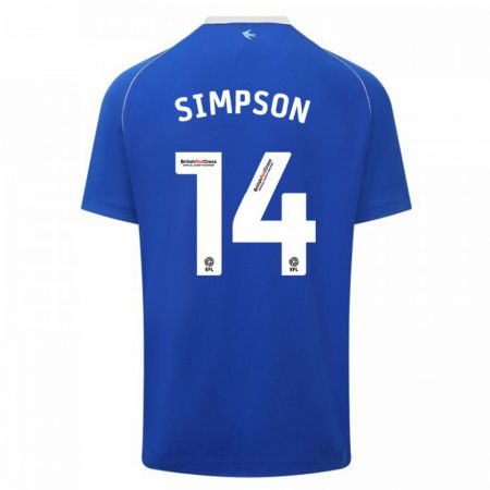 Kandiny Bambino Maglia Jasmine Simpson #14 Blu Kit Gara Home 2023/24 Maglietta