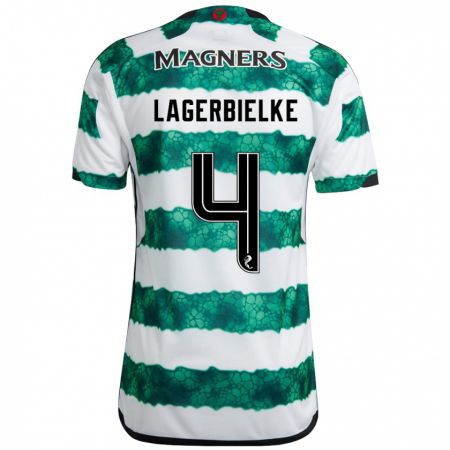 Kandiny Bambino Maglia Gustaf Lagerbielke #4 Verde Kit Gara Home 2023/24 Maglietta