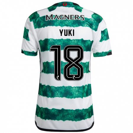 Kandiny Bambino Maglia Yuki Kobayashi #18 Verde Kit Gara Home 2023/24 Maglietta