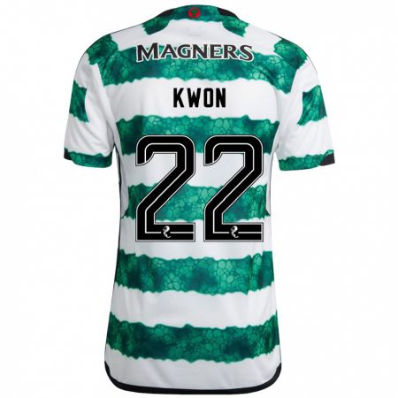 Kandiny Bambino Maglia Hyeok-Kyu Kwon #22 Verde Kit Gara Home 2023/24 Maglietta