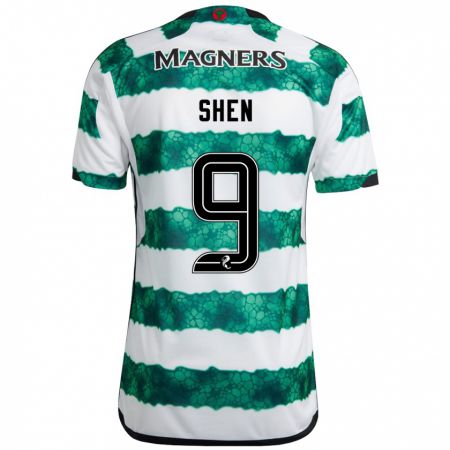 Kandiny Bambino Maglia Shen Mengyu #9 Verde Kit Gara Home 2023/24 Maglietta