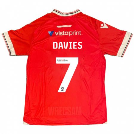 Kandiny Kinderen Jordan Davies #7 Rood Thuisshirt Thuistenue 2023/24 T-Shirt België