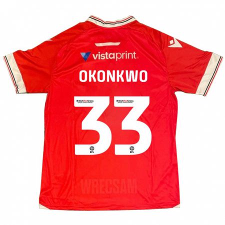 Kandiny Bambino Maglia Arthur Okonkwo #33 Rosso Kit Gara Home 2023/24 Maglietta