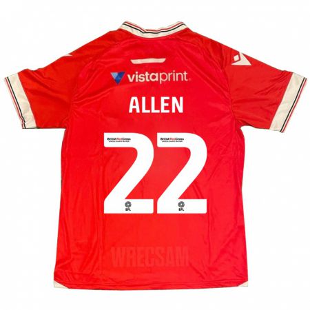 Kandiny Kinderen Keren Allen #22 Rood Thuisshirt Thuistenue 2023/24 T-Shirt België