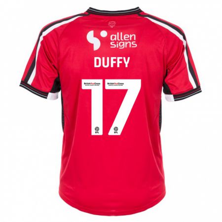 Kandiny Kinderen Dylan Duffy #17 Rood Thuisshirt Thuistenue 2023/24 T-Shirt België