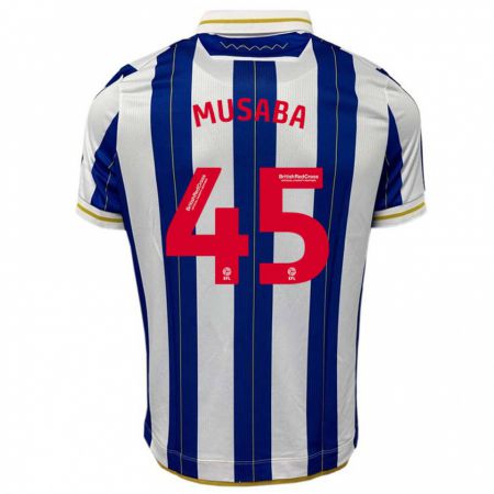 Kandiny Bambino Maglia Anthony Musaba #45 Blu Bianco Kit Gara Home 2023/24 Maglietta