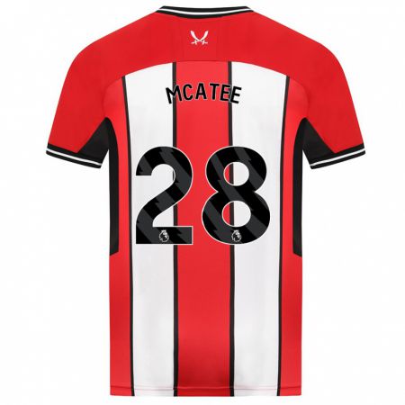 Kandiny Kinderen James Mcatee #28 Rood Thuisshirt Thuistenue 2023/24 T-Shirt België