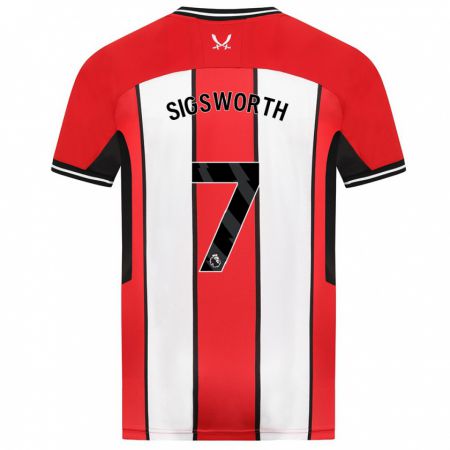 Kandiny Bambino Maglia Jess Sigsworth #7 Rosso Kit Gara Home 2023/24 Maglietta