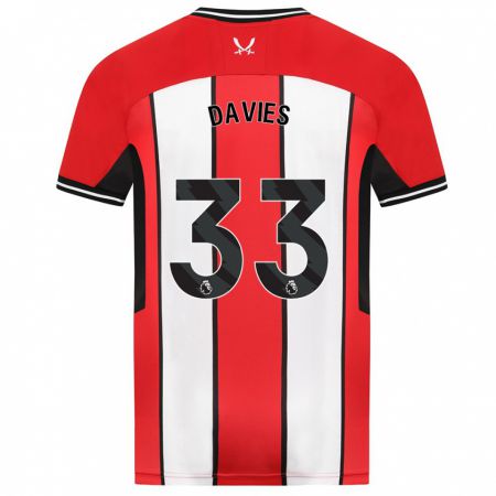 Kandiny Kinderen Bethan Davies #33 Rood Thuisshirt Thuistenue 2023/24 T-Shirt België