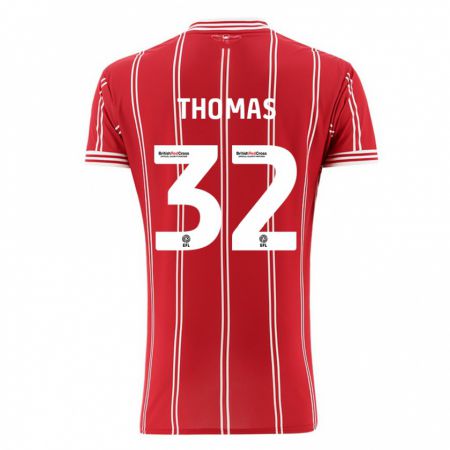 Kandiny Kinderen Lewis Thomas #32 Rood Thuisshirt Thuistenue 2023/24 T-Shirt België