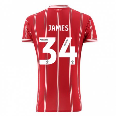 Kandiny Kinderen Joseph James #34 Rood Thuisshirt Thuistenue 2023/24 T-Shirt België