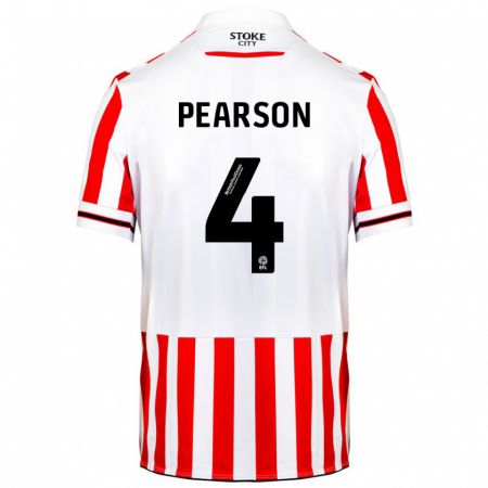 Kandiny Niño Camiseta Ben Pearson #4 Rojo Blanco 1ª Equipación 2023/24 La Camisa